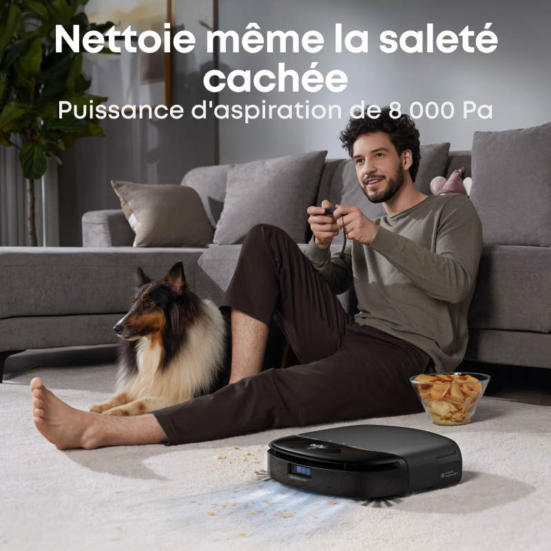 eufy S1 Pro Aspirateur robot laveur tout-en-un, serpillière toujours propre et nettoyage par ozonisation écologique, 8000 Pa, levage automatique de la serpillière