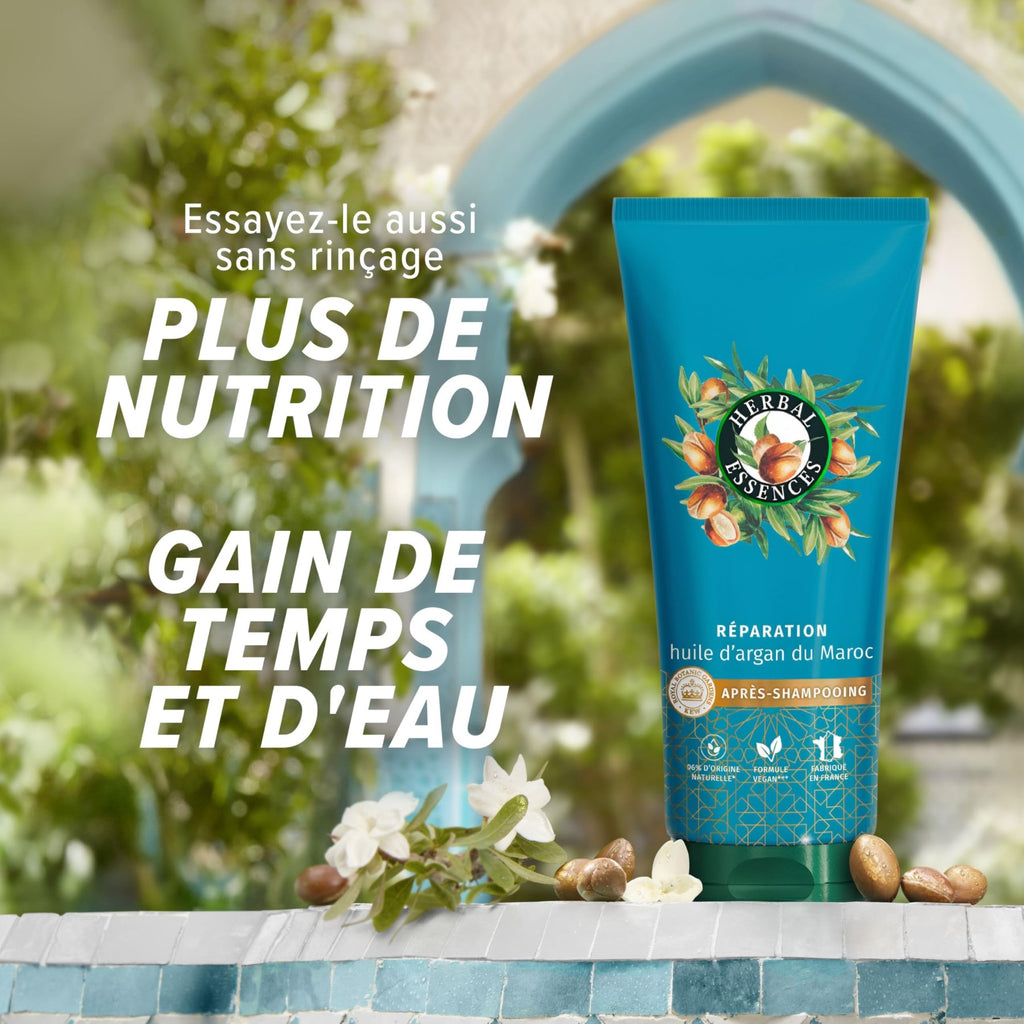 HERBAL ESSENCES Routine de réparation à l'huile d'argan avec shampooing 250 ml, après-shampooing 200 ml & masque 500 ml
