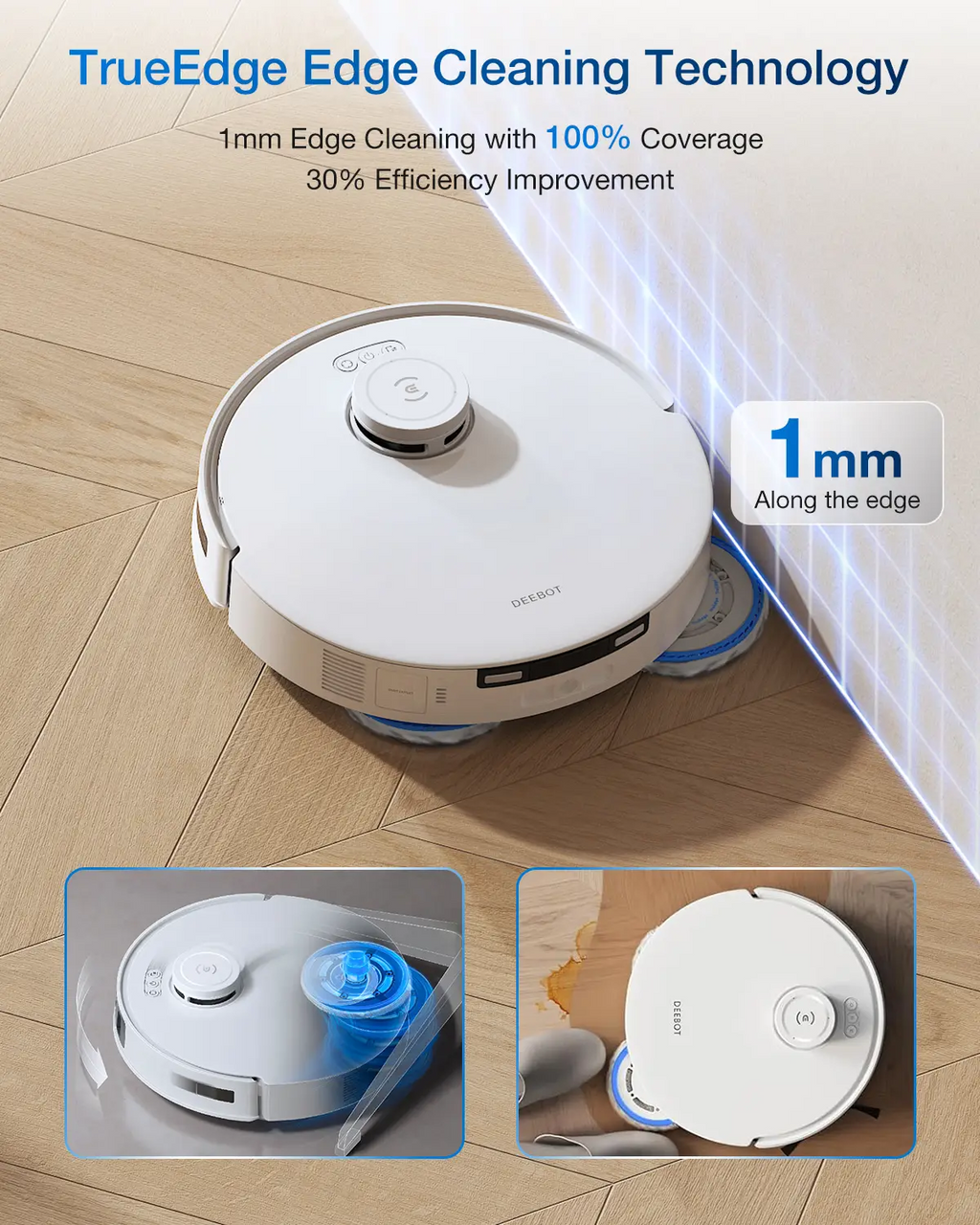 ECOVACS DEEBOT T30C Pro Omni GEN 2 Robot aspirateur et laveur, Puissance d'aspiration 15 400 Pa, Station de vidage automatique, Séchage à l'air chaud, Autonomie 200 min