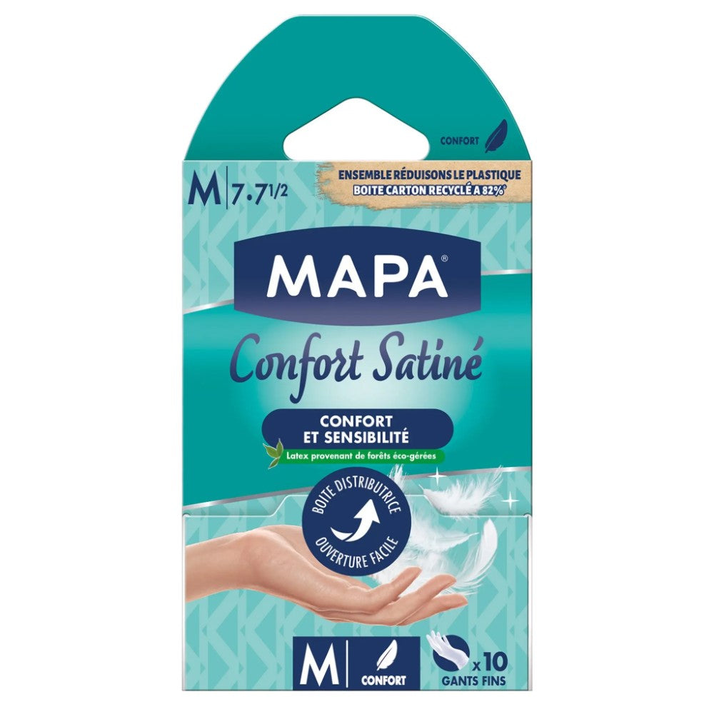 MAPA Gants latex fins doublure soyeuse satinée Taille M 10 gants