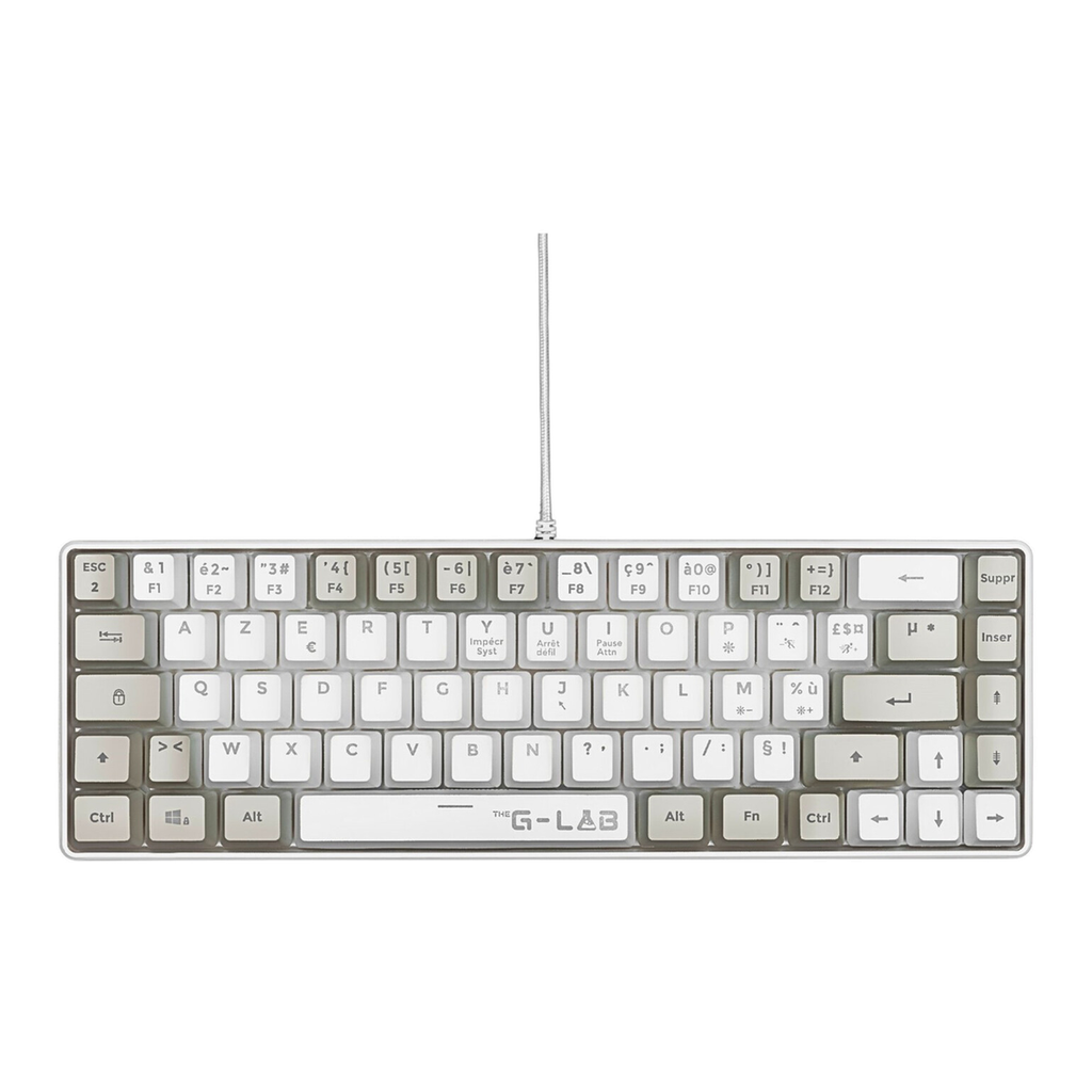 THE G-LAB Keyz Hydrogen Clavier Gaming Semi-mécanique Filaire RGB 60 % - AZERTY - Blanc/Gris