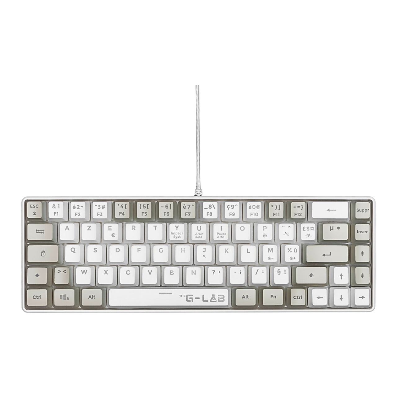 THE G-LAB Keyz Hydrogen Clavier Gaming Semi-mécanique Filaire RGB 60 % - AZERTY - Blanc/Gris