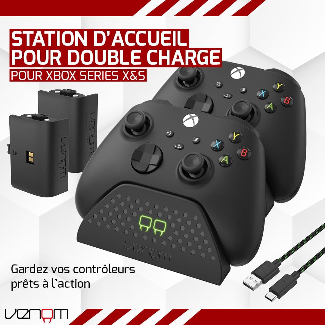 Venom Double station de chargement avec 2 batteries rechargeables - Noir - Xbox Series/Xbox One