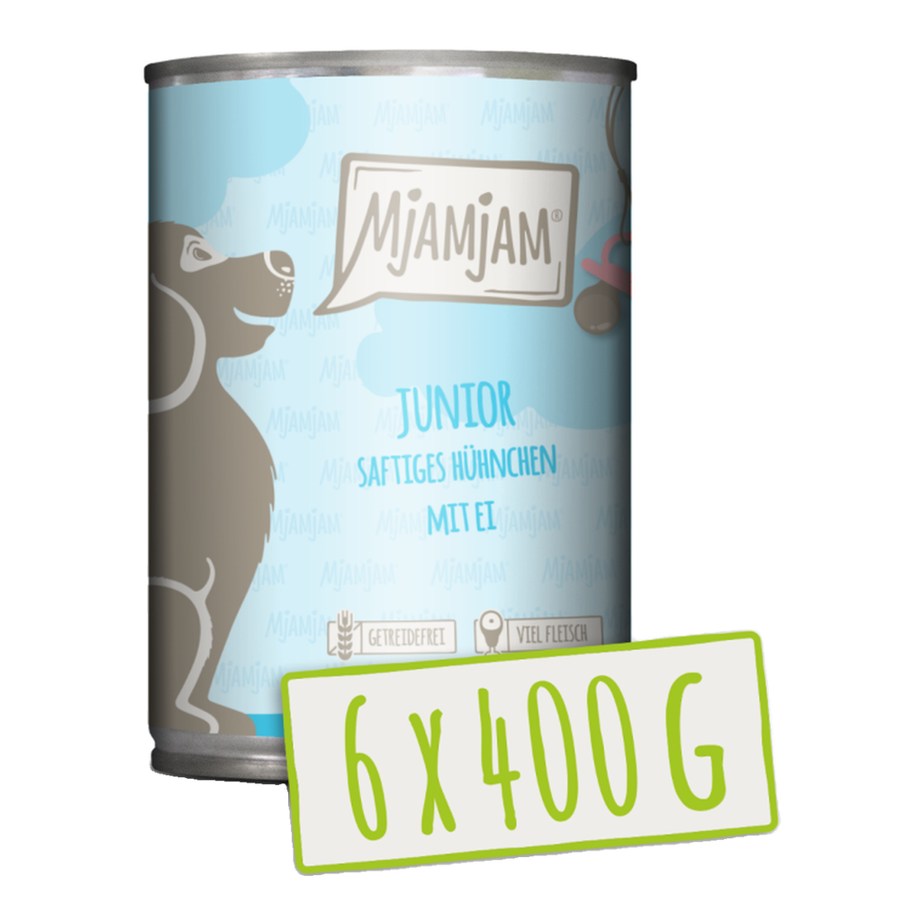 [Peut être servi frais pour l'été] MjAMJAM Junior Nourriture humide pour chien au poulet - 400 g x 6