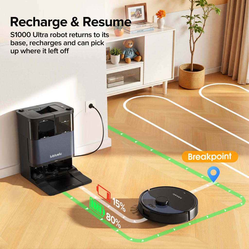 Lubluelu S1000 Aspirateur robot LiDAR avec serpillière, station tout-en-un, 10 000 Pa, 55 dB, contrôle via application, idéal pour les poils d’animaux, tapis et sols durs