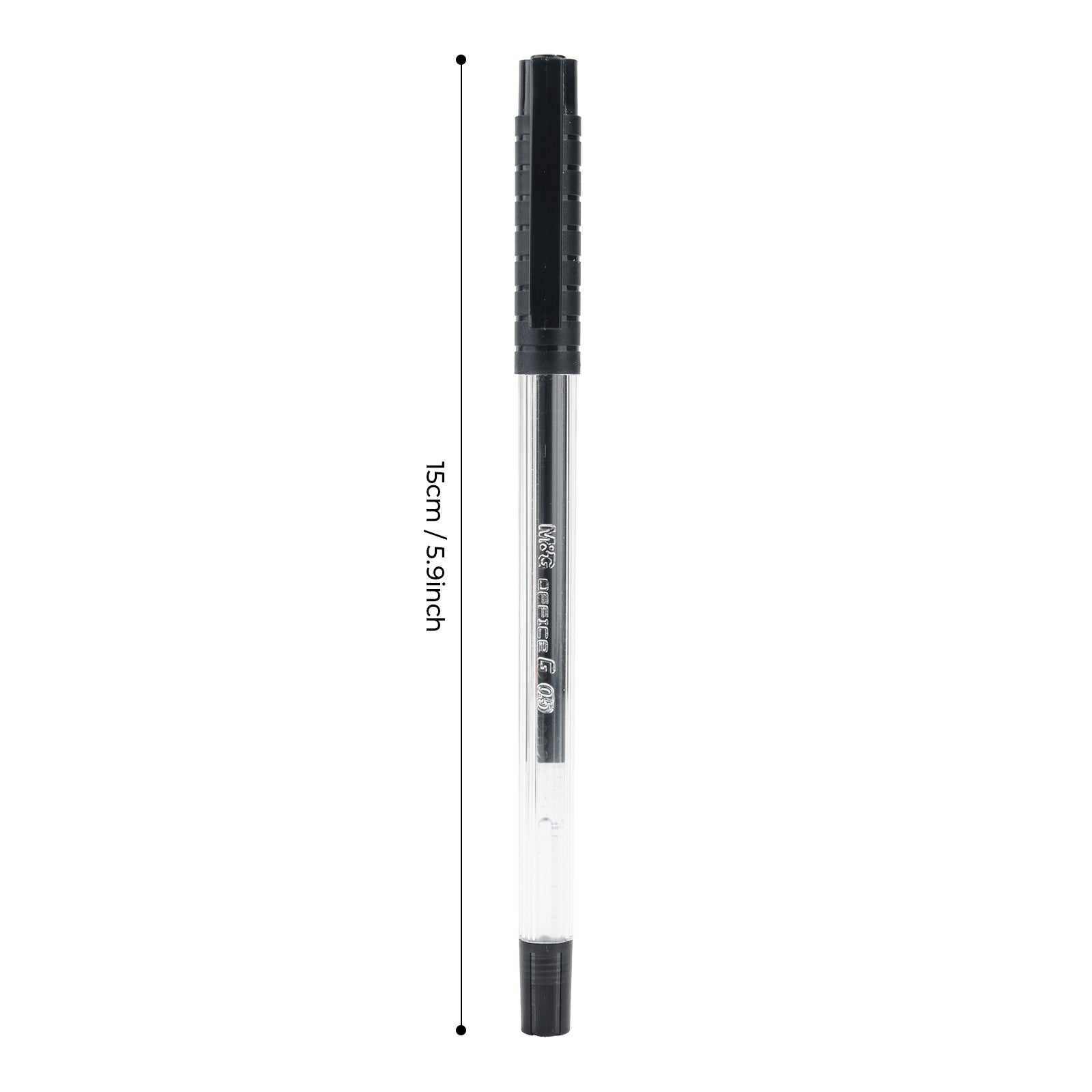 M&G Stylos gel Office G Lot de 50 Encre noire Pointe fine 0,5 mm Séchage rapide Écriture fluide Avec grip antidérapant doux et capuchon Pour bureau et école