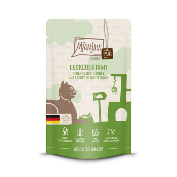 MjAMJAM Quetschie Pur aliment humide pour chat au bœuf 125 g