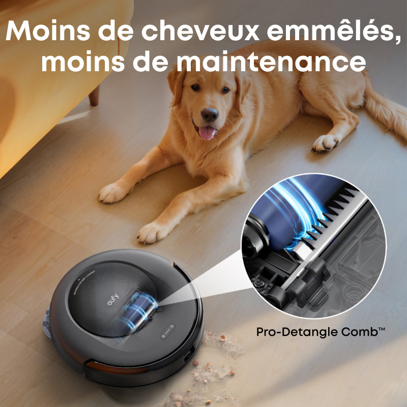 eufy Omni C20 aspirateur robot avec station tout-en-un, vidage automatique, fonction lavage et séchage, 7 000 Pa, design 8,5 cm, fonction essuyage, sécurité enfant
