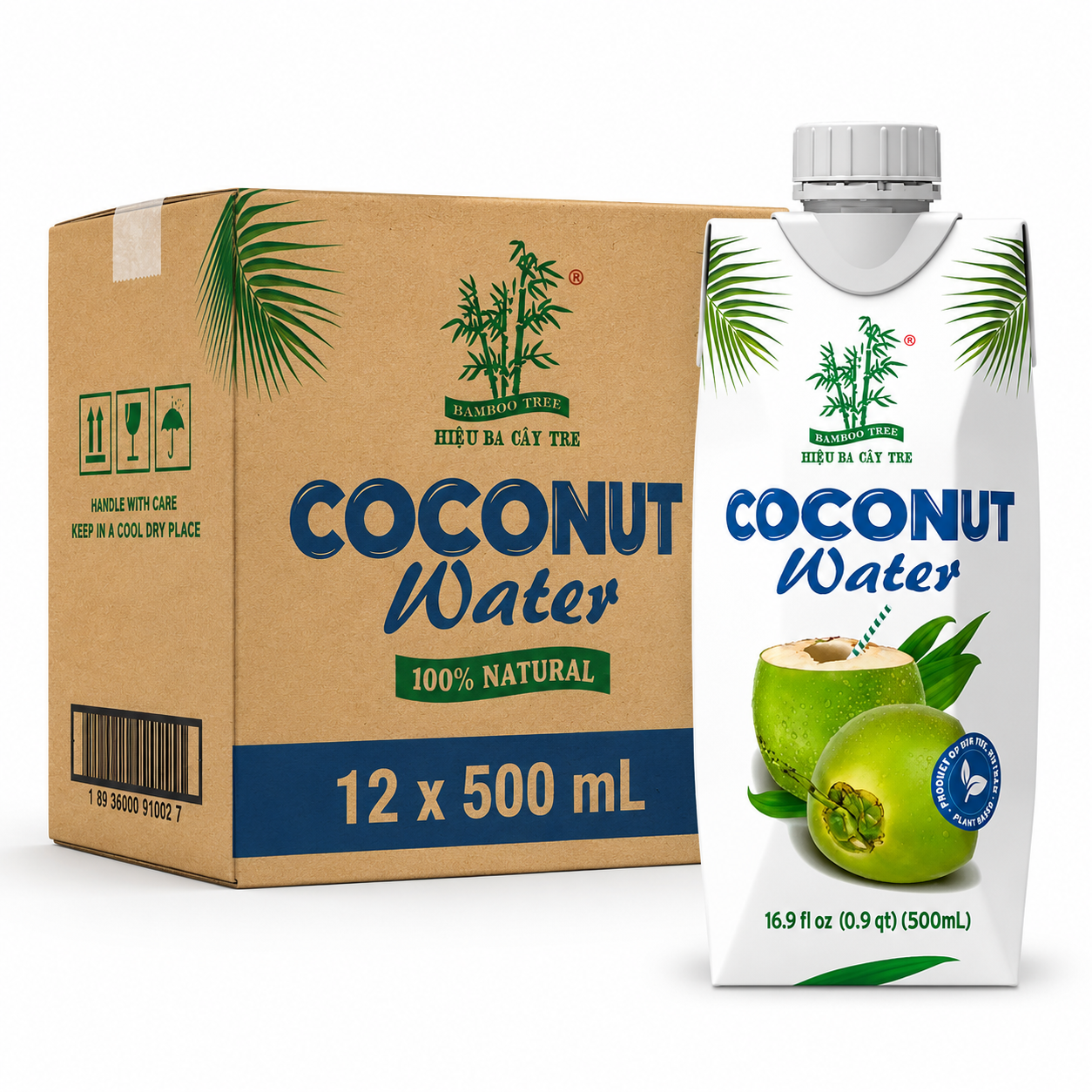 Bamboo Tree Eau de coco 12 x 500 ml - 1 carton (12 pièces)