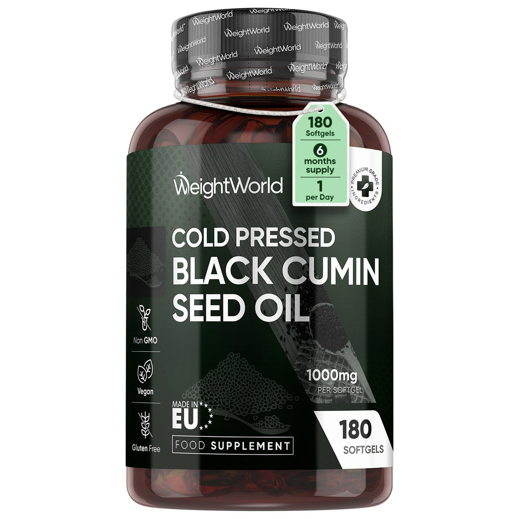 WeightWorld Huile de graines de cumin noir pressée à froid 1000 mg 180 gélules
