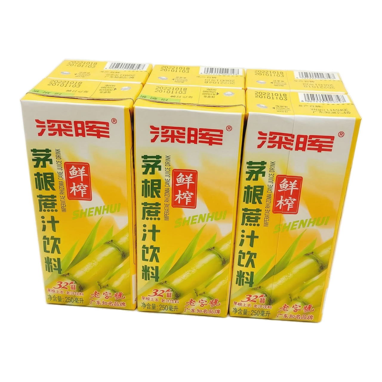 Shenhui Boisson au jus de canne à sucre et Bai Mao Gen - 6 x 250 ml