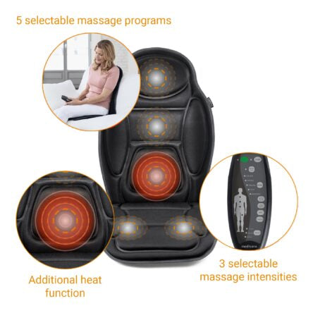 Medisana MCH - Siège de Massage Vibrant Chauffant avec Télécommande et Adaptateur Voiture
