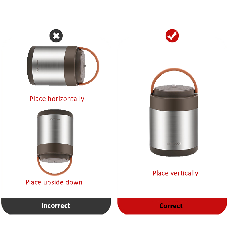 Maxcook Bocal alimentaire isotherme en acier inoxydable 304 pour aliments chauds - Boîte repas thermique sous vide en acier inoxydable, Thermos à soupe étanche