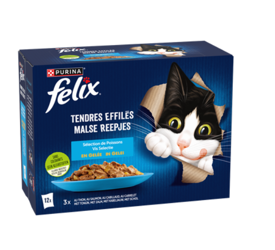 Felix Filets de poisson en gelée Sélection de poissons Aliment pour chat - 12 x 85 g