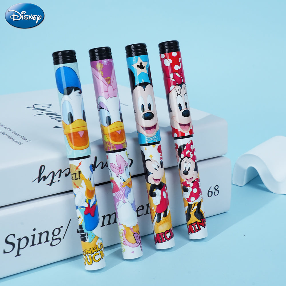 Disney Lot de 4 stylos à bille Mickey Mouse, Donald Duck, Minnie et Daisy sous licence officielle, Motifs de dessin animé mignons, Colorés et fluides, Cadeau de papeterie