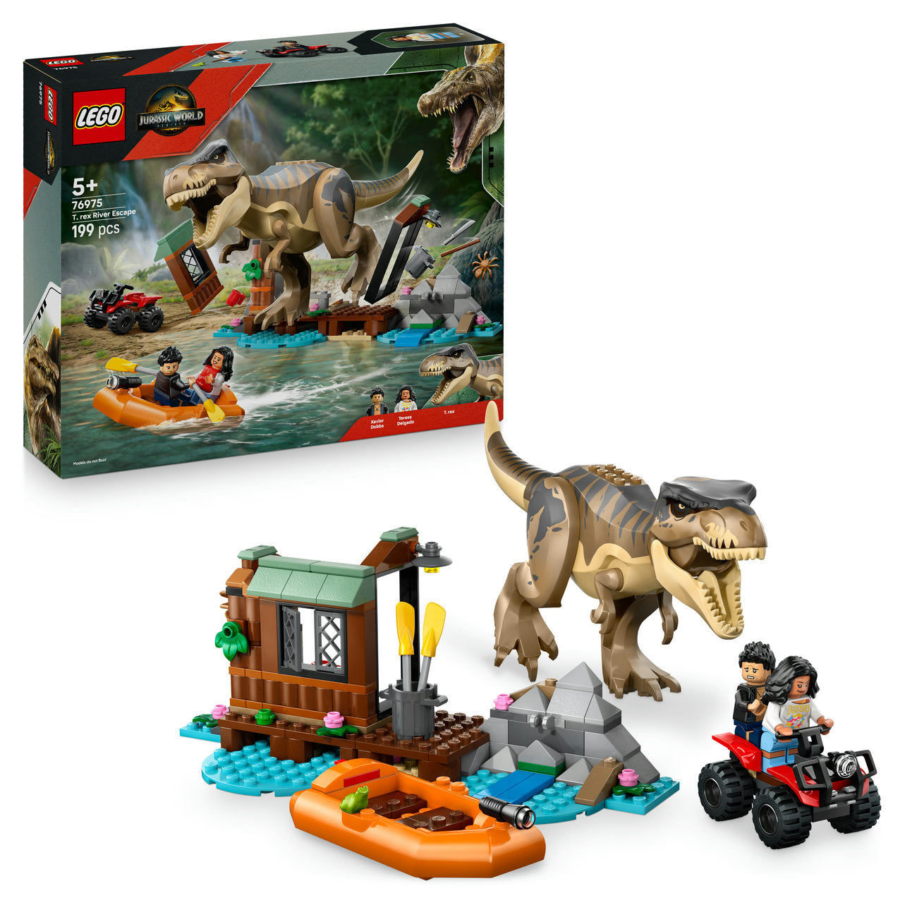 LEGO Jurassic World : Évasion du T. rex, hangar et bateau 76975 (199 pièces)