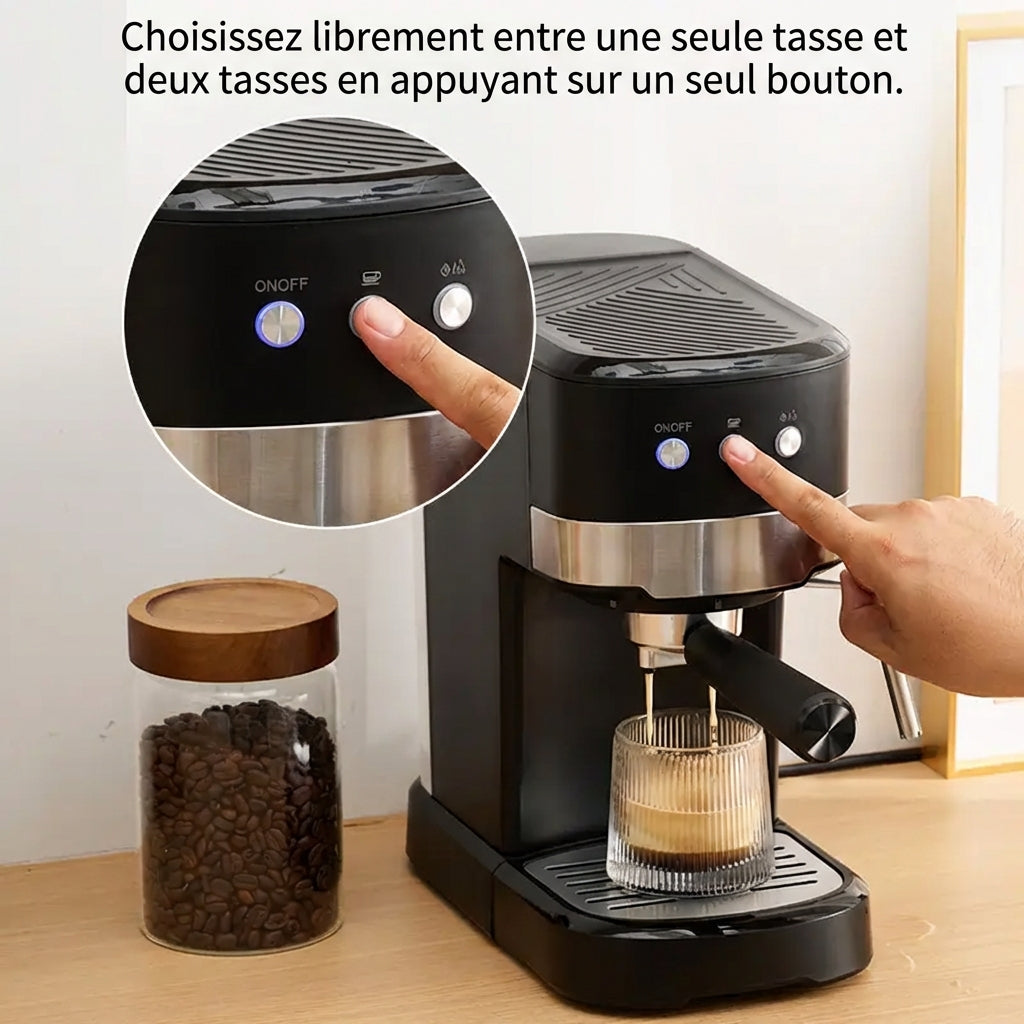 ochama Machine À Espresso Semi‑Automatique À Pression, Extraction Espresso 15Bar, Puissant Mousseur À Lait Vapeur, Fonction Réchauffage Des Tasses, Réservoir D’eau Grande Capacité 1,2L