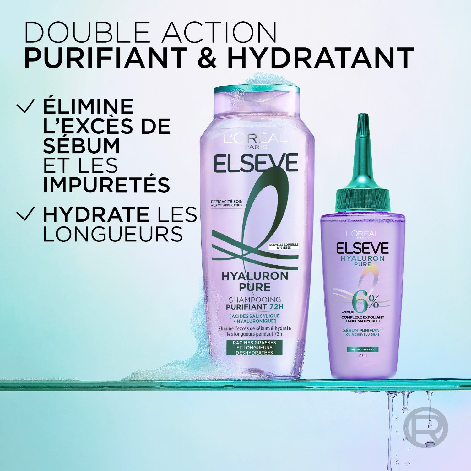 L'Oréal Paris Elseve Hyaluron Pure Shampoo Purifiant 72H 250 ml + Sérum Exfoliant Purifiant 102 ml