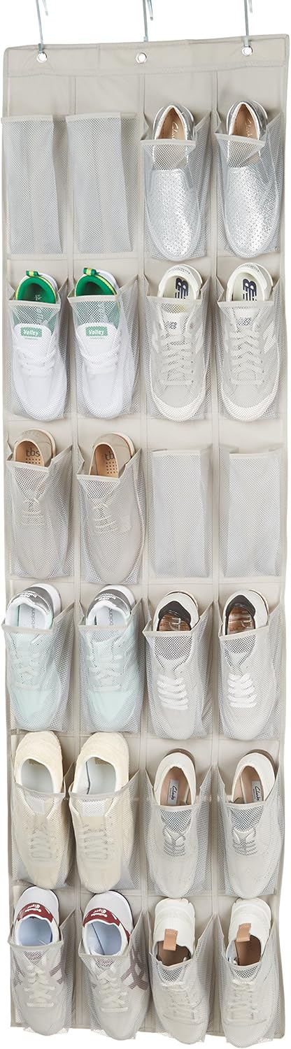 ANQI Étagère à chaussures portable en maille Gris clair 2,76 x 18,9 x 67,2 po Cadre métallique Rangement à chaussures