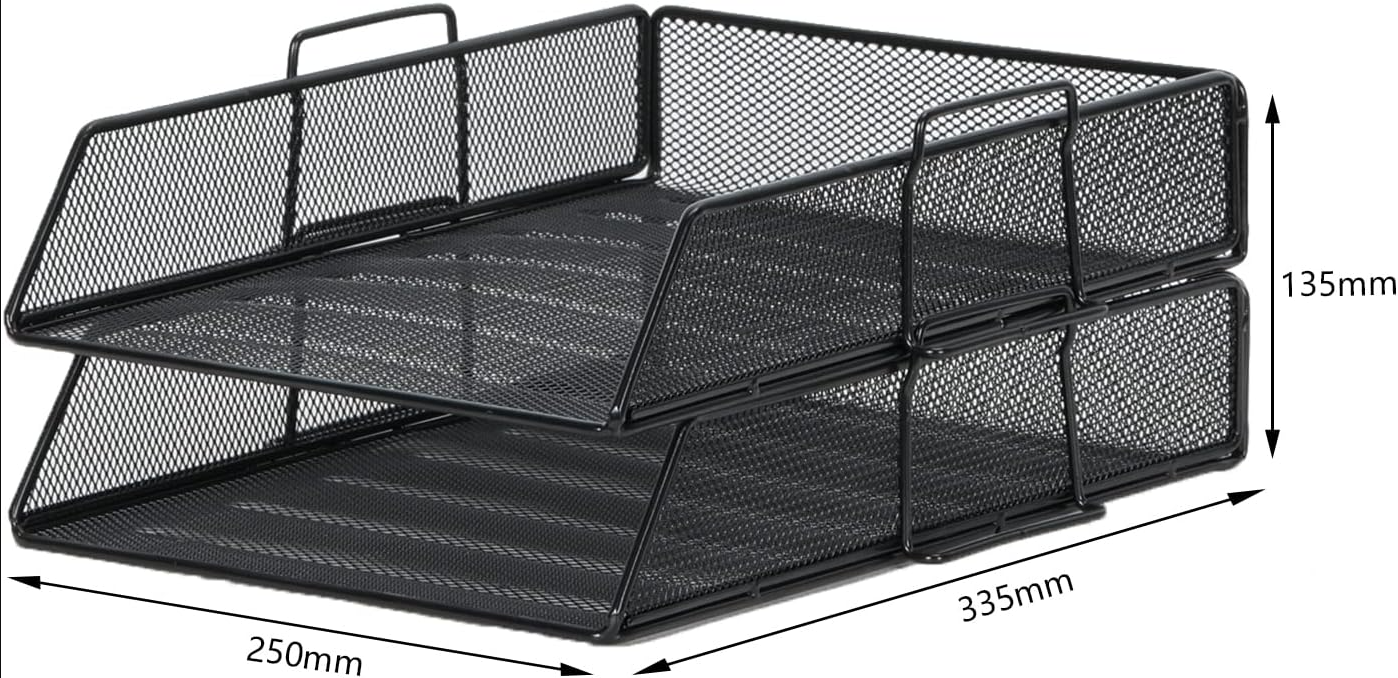 Senhoglb Corbeille à courrier en maille métallique A4 à 2 niveaux - Noir
