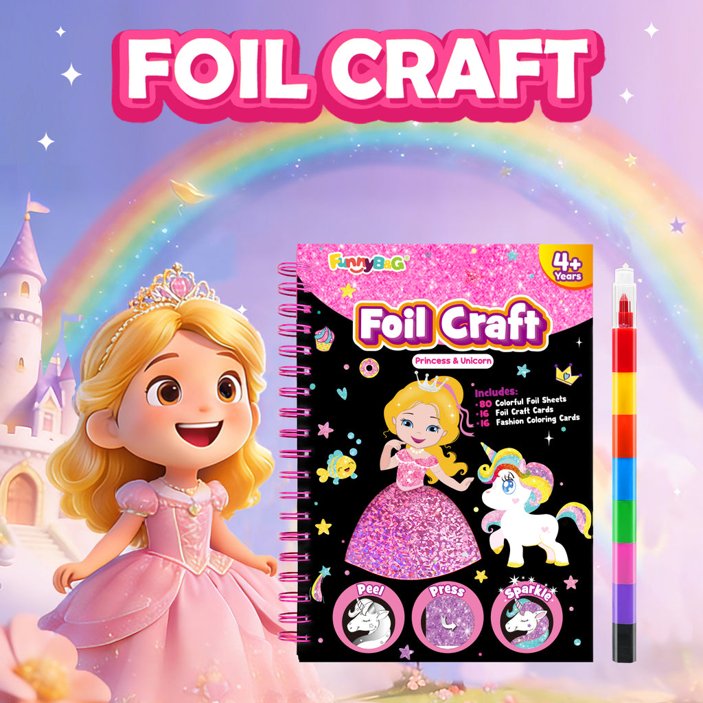 Kit de Loisirs Créatifs Art de la Feuille Série Princesse, 1 Set, Activité DIY Sans Salissure, Jouet de Voyage, Cadeau d'Anniversaire pour Enfants 4-9 Ans