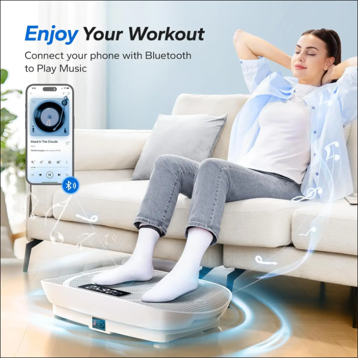 MERACH Plateforme vibrante, Entraînement corps entier, Silencieuse, Vitesse automatique/manuelle, Haut-parleur Bluetooth