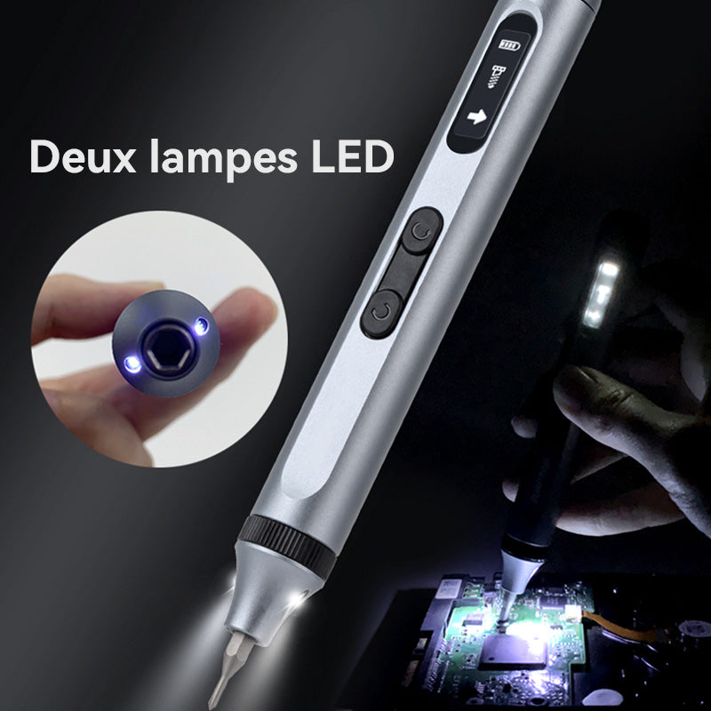 EasyWox Kit de tournevis électrique numérique avec batterie au lithium 350 mAh, 48 embouts, temps de charge 90 min, couple 0,3 Nm électrique / 3,5 Nm manuel et poignée en aluminium