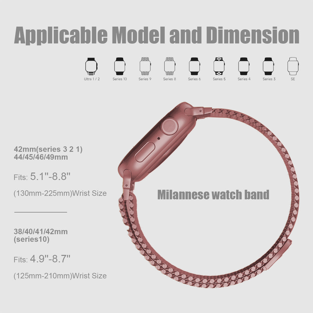 Uni-unzeit Bracelets pour Apple Watch 46 mm/45 mm/44 mm/49 mm + S3/2/1 42 mm, Rose rosé, Cercle