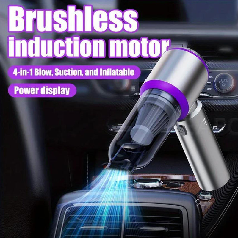 EAFC Aspirateur de voiture à moteur sans balais 16 000 Pa 6653, Aspirateur auto sans fil pour poils d'animaux 6000 mAh, Kit d'outils de nettoyage