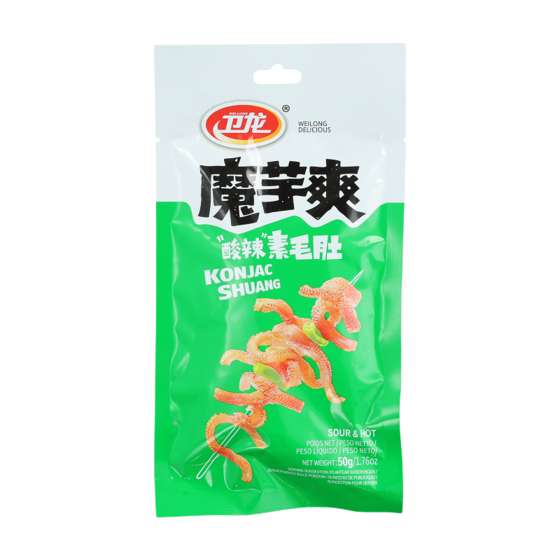 Wei Long Moxi Shuang Tripes Végétariennes Aigres et Épicées 252 g (Contient 28 Sachets)