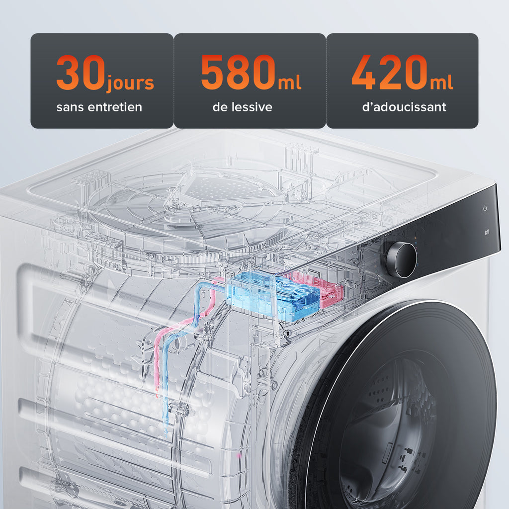 Roborock Zeo Lite Lave-linge séchant Gris avec technologie de séchage Zeo-Cycle, 10 kg lavage, 6 kg séchage, 27 programmes de lavage avec contrôle via application