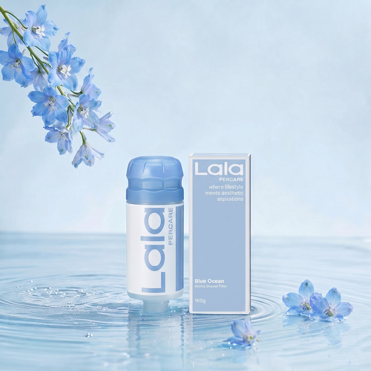Lalapercare Cartouche filtrante de douche à la vitamine C, Parfum océan. Élimine le chlore et augmente la pression