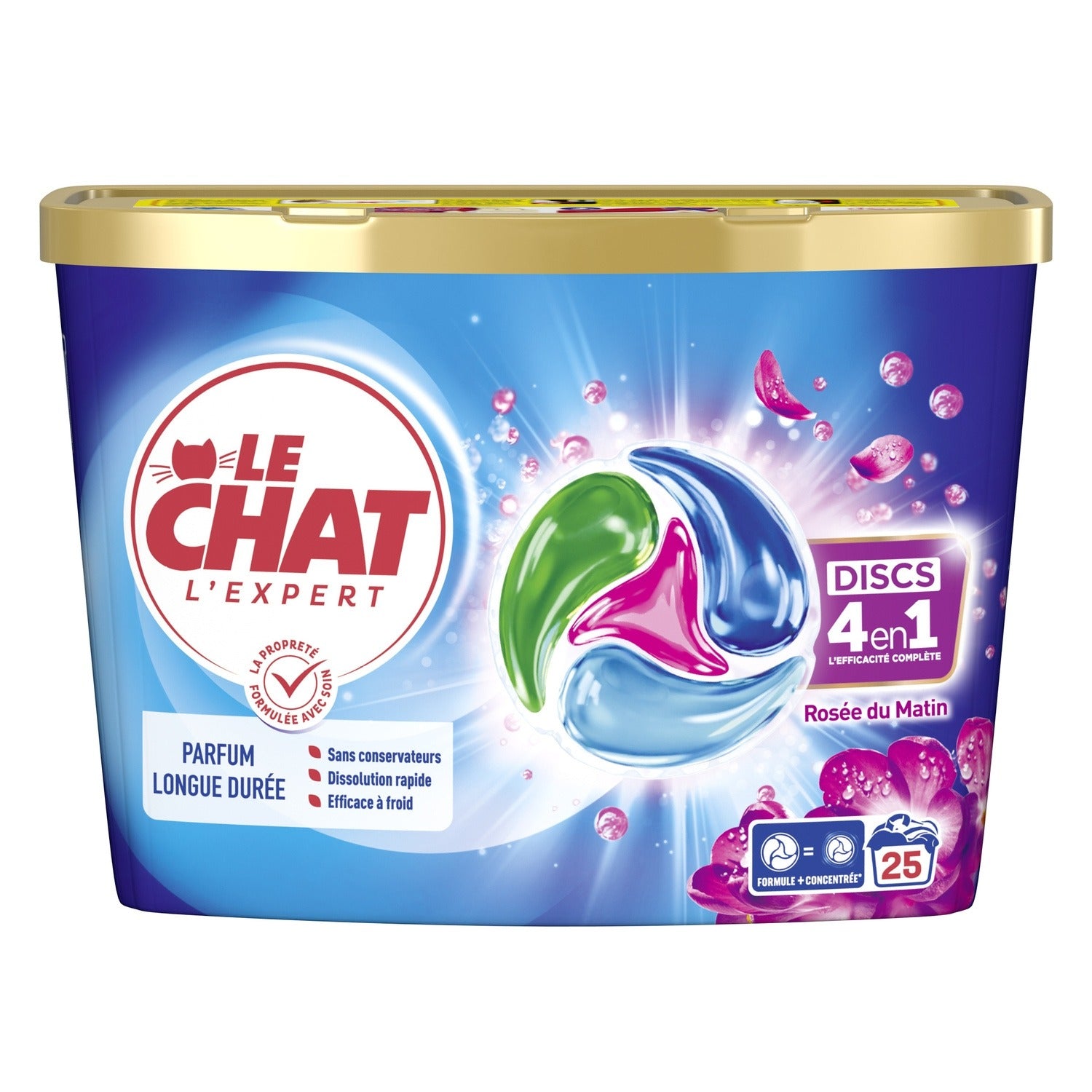 LE CHAT Capsules de lessive 4 en 1 parfum longue durée Rosée du Matin 25 capsules