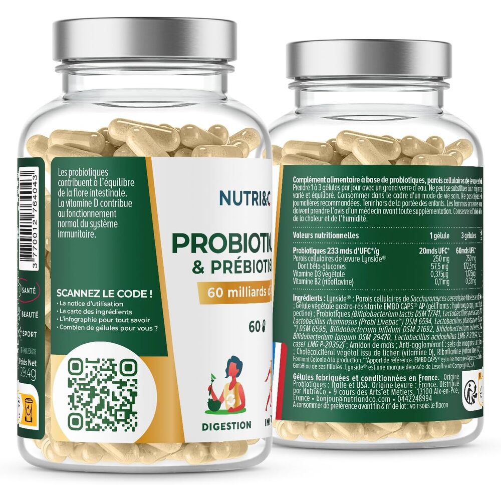 Nutri&Co Probiotiques & Prébiotiques - 60 gélules