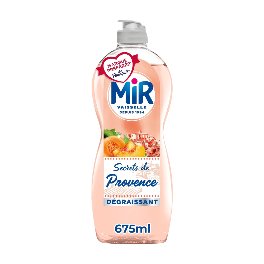 MIR Secrets de Provence Liquide Vaisselle Pêche de Vignoble & Melon Dégraissant 675 ml