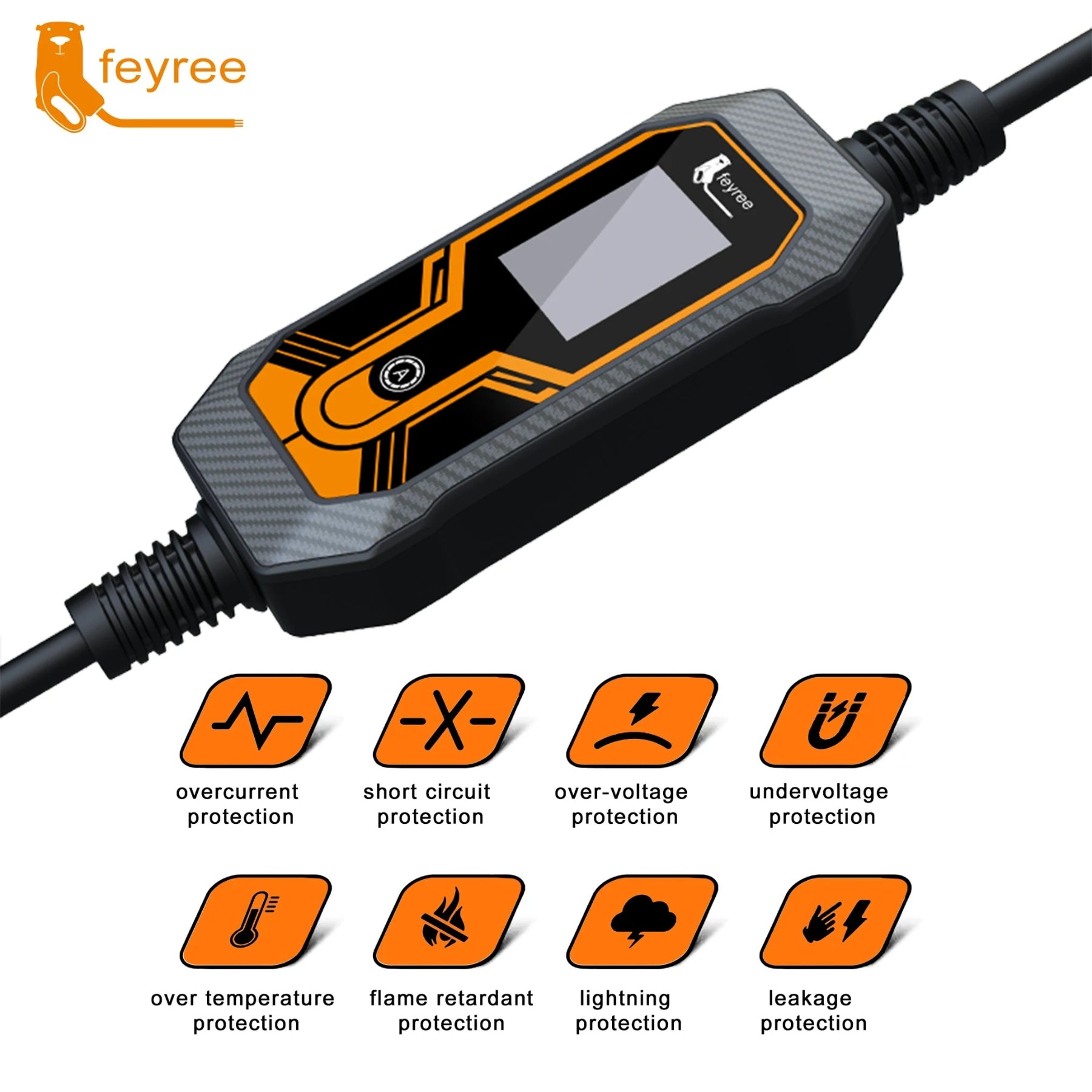 feyree Station de charge portable EVSE 7 kW (type 2, 1 phase, 32 A, câble 5 m, prise mâle CEE) pour voiture électrique