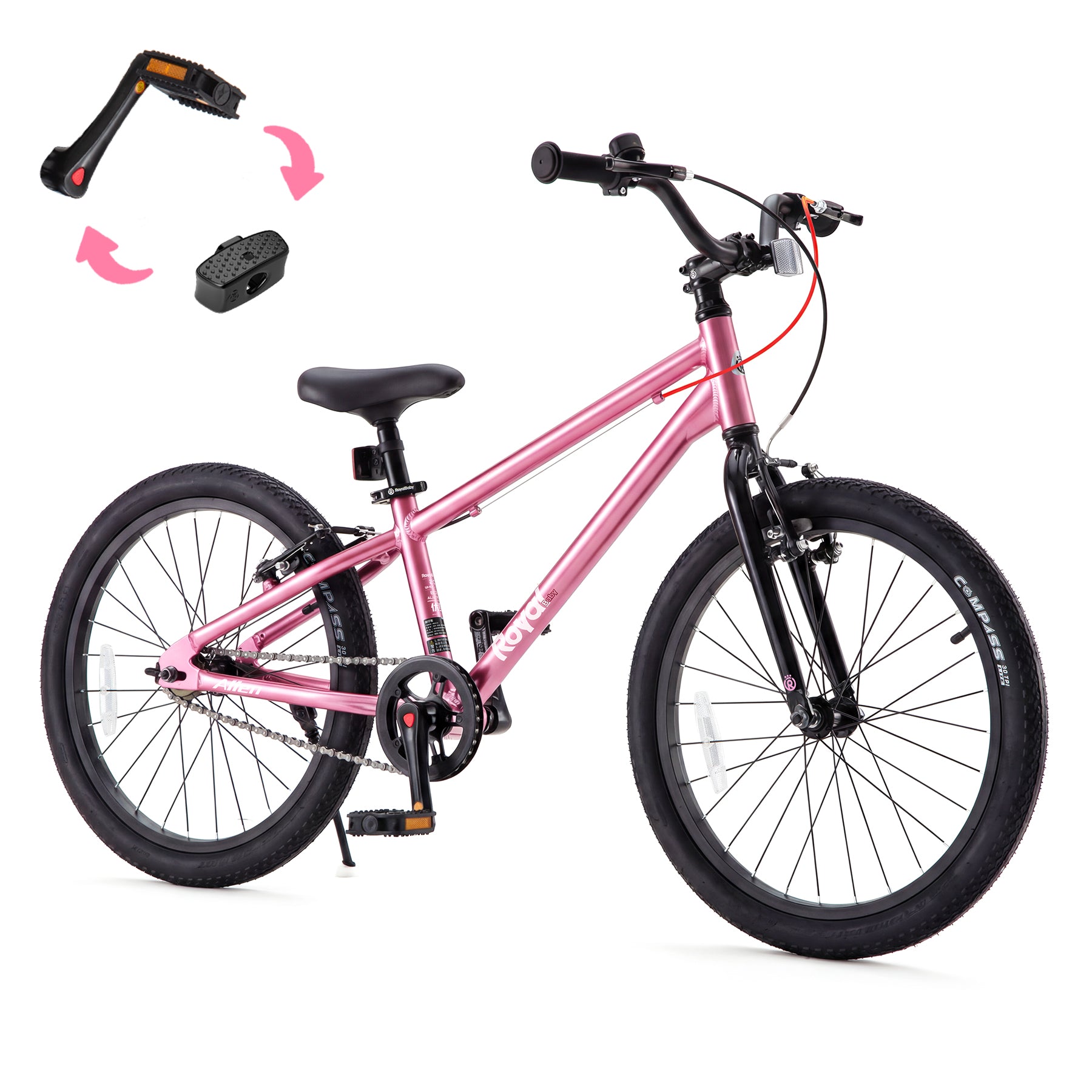 RoyalBaby Vélo pour enfants + Aluminium EZ Alien + 20 pouces Rose, Poids net 6,9 kg