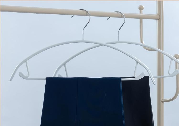 ANQI Lot de 50 Cintres Métalliques Blancs Antiglisse sans Épaules avec Barre pour Pantalons