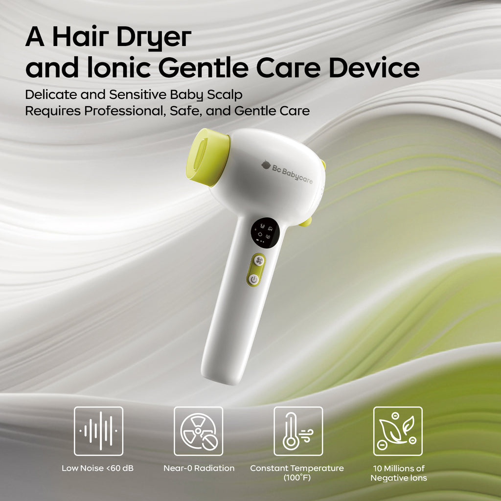 Bc Babycare Sèche-cheveux sans fil 4-en-1 et sèche-cheveux bébé, Faible bruit <60 dB, Rayonnement proche de 0, Température constante 100 °F, 10 millions d'ions négatifs