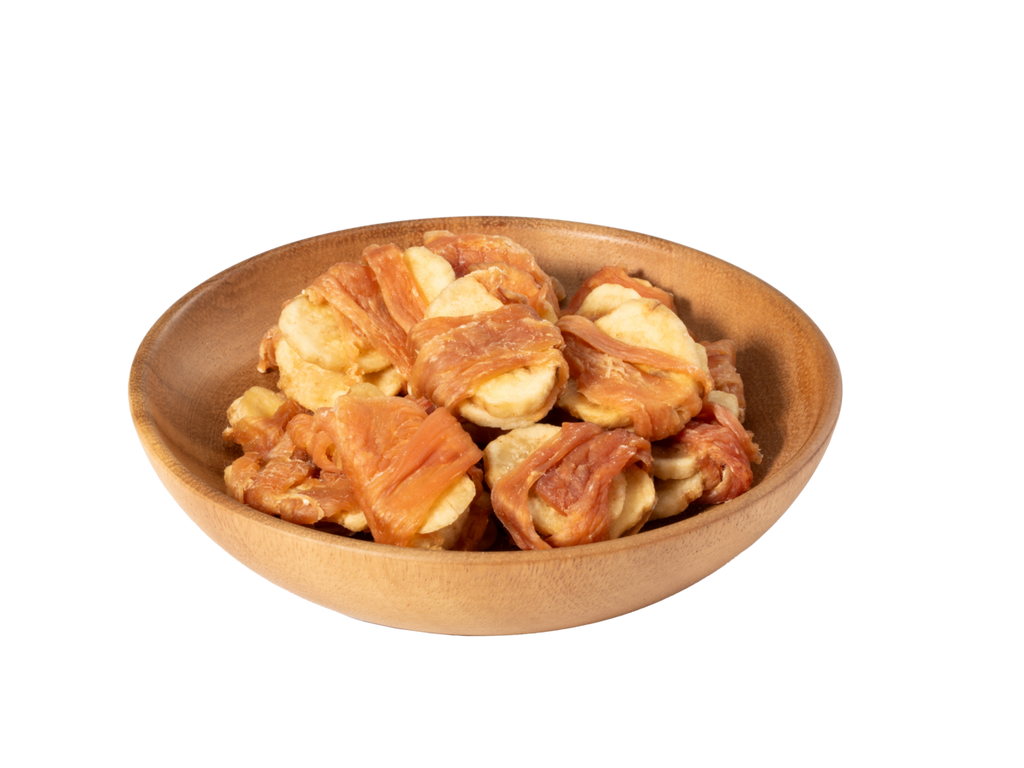 MeatyWay Nourriture pour chiens au poulet et à la banane, 100 g, adaptée à tous les stades de vie, formule sans céréales, sans additifs artificiels, agents de charge ni conservateurs