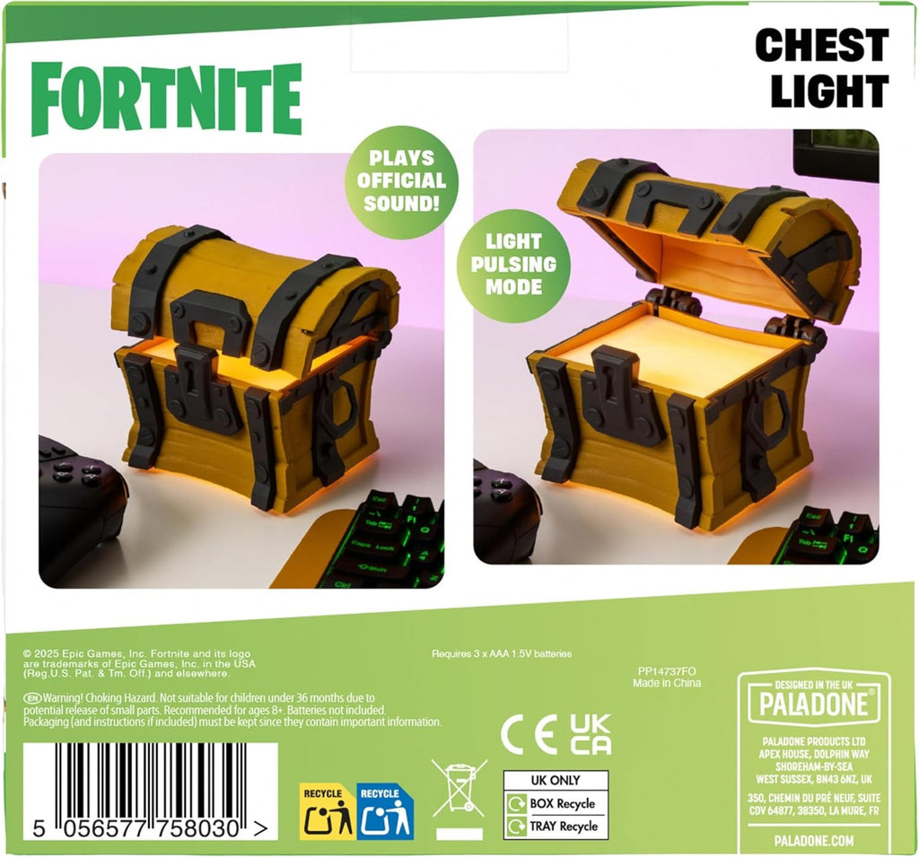 Coffre lumineux Fortnite avec sons du jeu - sous licence officielle - 14 cm - à piles