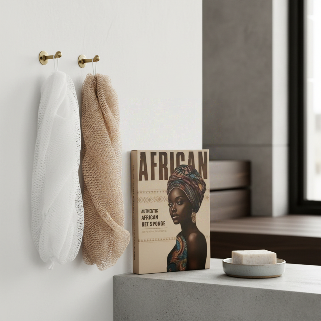 Kit générique d'éponge filet africaine marron avec cordon 90 g