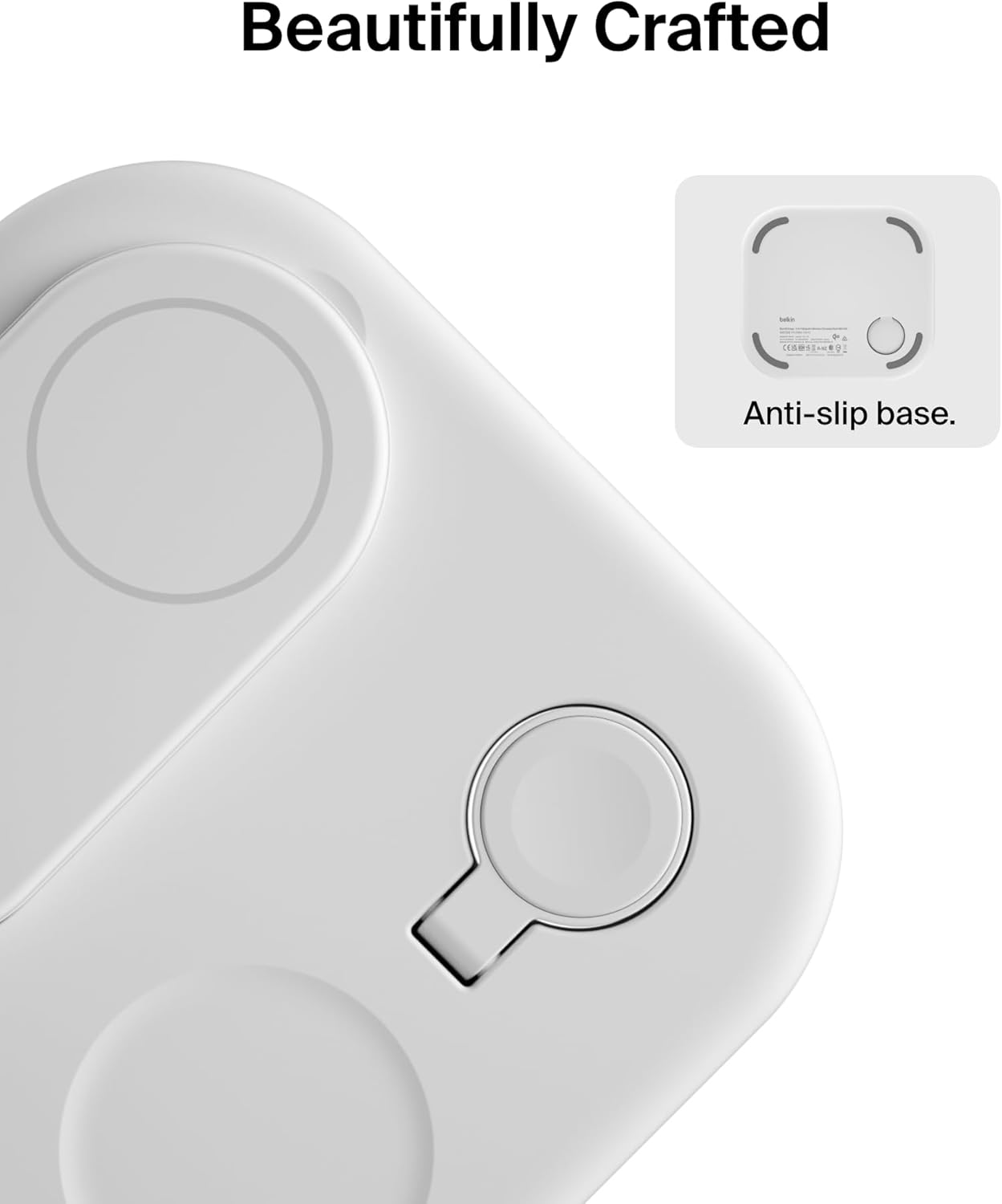 Belkin BOOST CHARGE Station de charge sans fil Qi2 3-en-1 15 W blanc