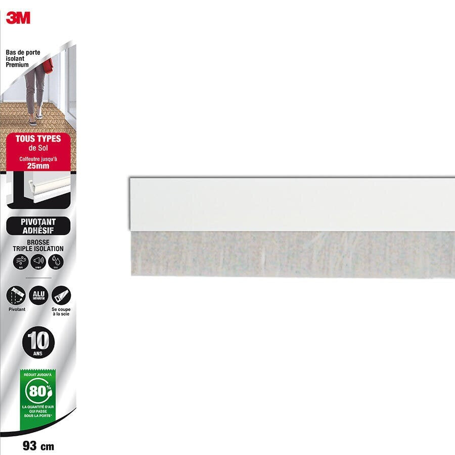 3M™ Bas de porte adhésif haut de gamme pour sol très irrégulier Blanc 0,93 m