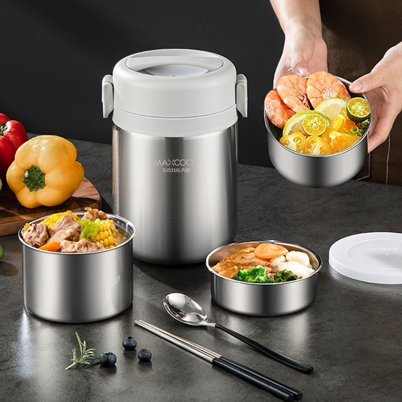 Maxcook MCTG0856 Bocal alimentaire isotherme sous vide 1,5 L Acier inoxydable 316 Large ouverture