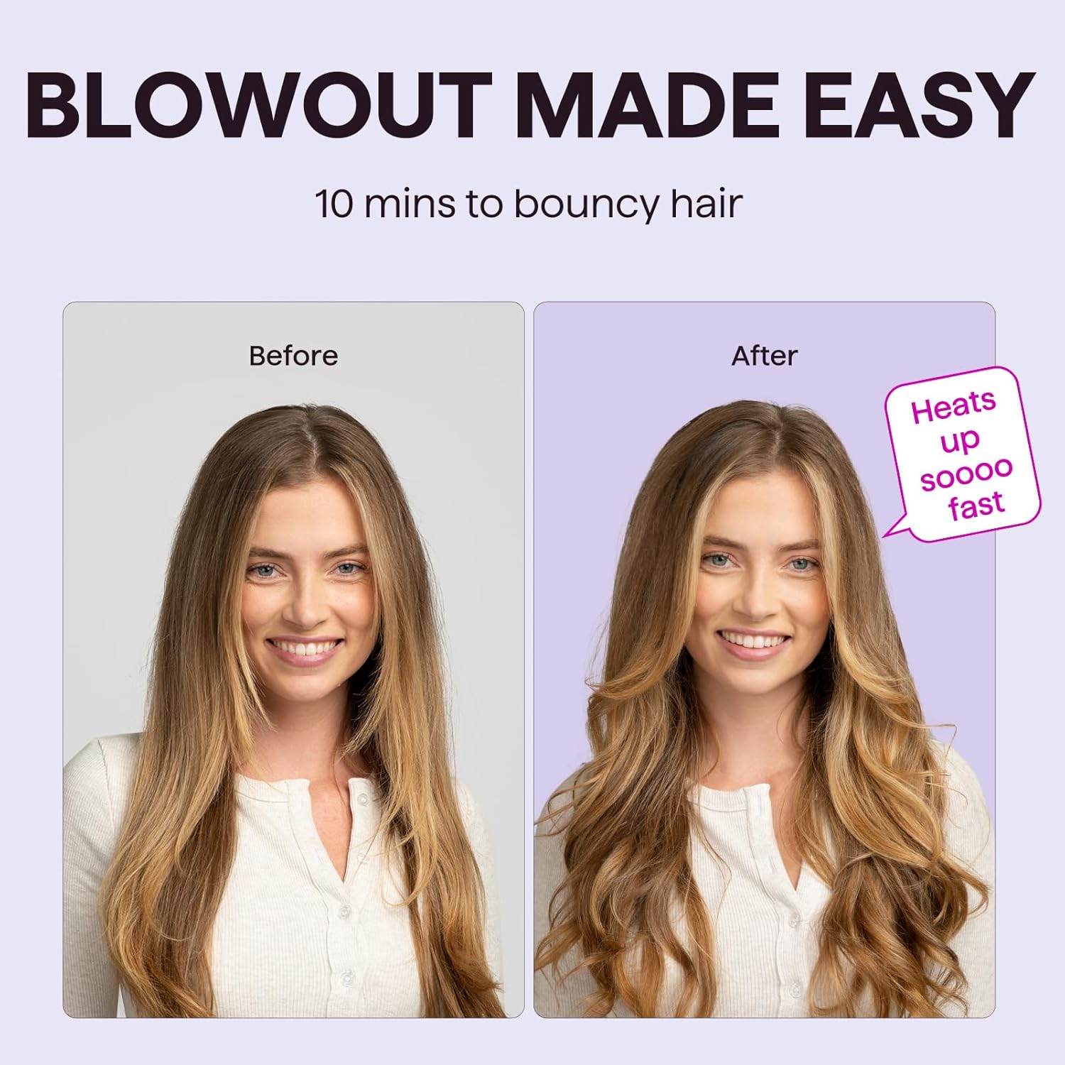 Wavytalk Brosse thermique, Brosse ronde chauffante ionique pour brushing, pour des cheveux plus lisses et plus brillants, facile à utiliser et moins de dommages, corps de 38 mm