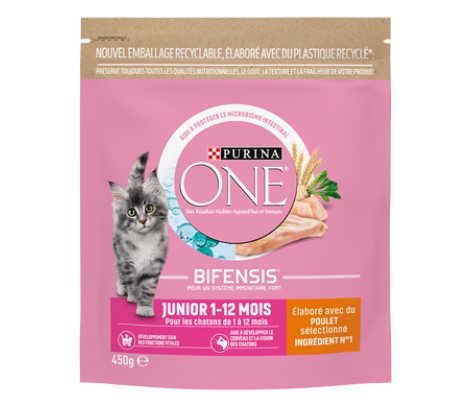 Purina One Bifensis Aliment pour chaton au poulet - 450 g