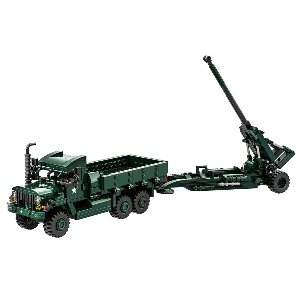 WANGE Camion M35a2 + Obusier M198 485 pièces Ensemble de blocs de construction pour constructeurs amateurs