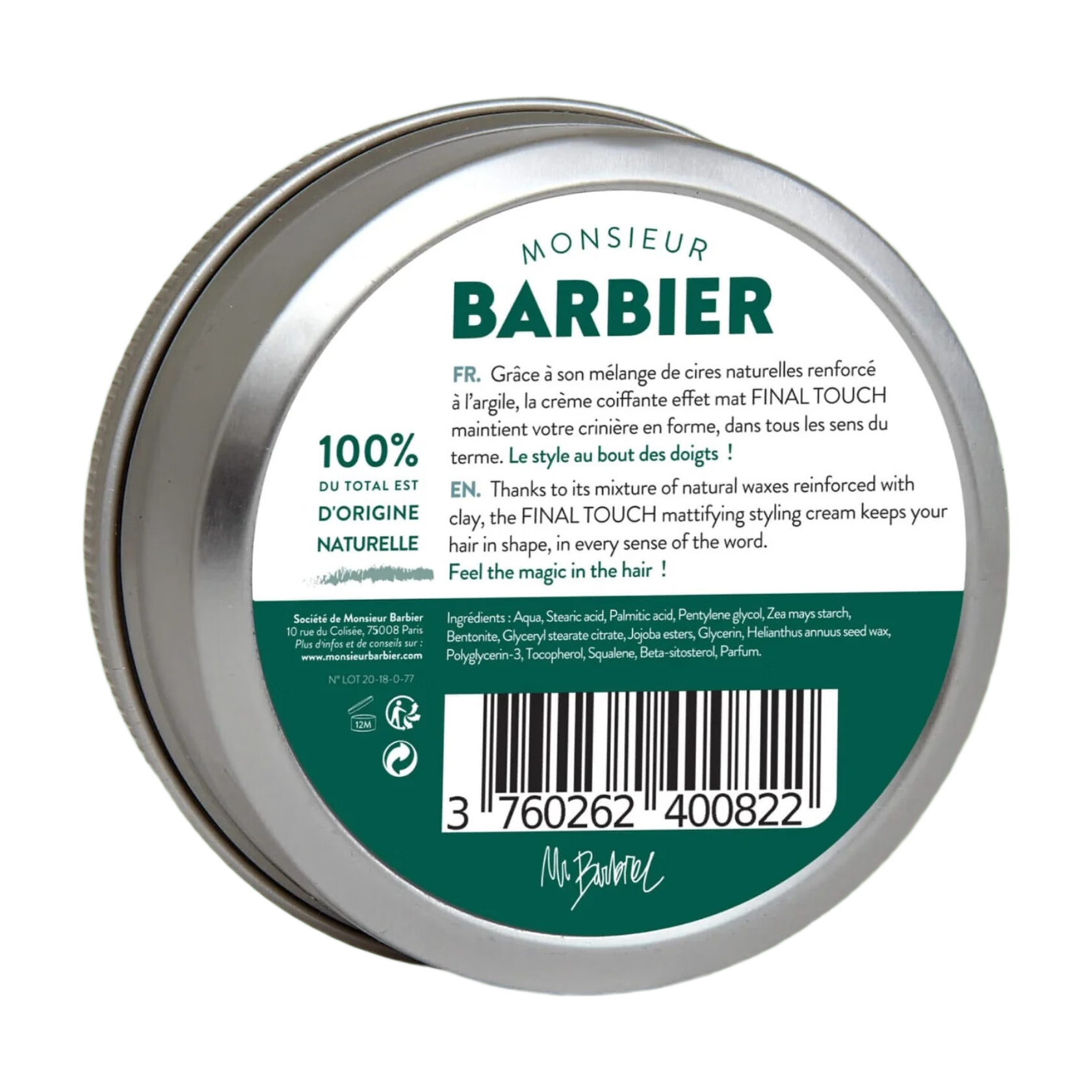 MONSIEUR BARBIER - Crème Coiffante Final Touch - 75ml