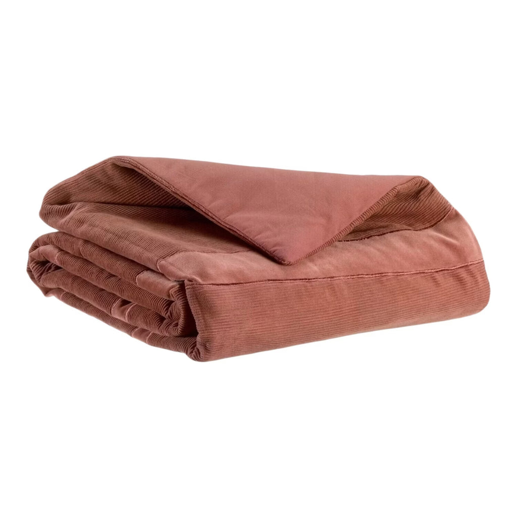Vivaraise Fara Édredon en velours côtelé Bois de rose 85 x 200